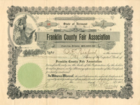 Franklin County Fair Association - 1906 dated Vermont Fair Stock Certificate